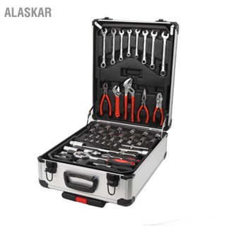 ALASKAR 163PCS รถเข็นชุดเครื่องมือแบบพกพา Muftifunction กล่องเครื่องมือชุดสำหรับซ่อมรถยนต์รถจักรยานยนต์