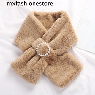 Mxfashione ผ้าพันคอ ขนเทียม หนา อบอุ่น แฟชั่นฤดูหนาว สไตล์วินเทจ สําหรับผู้หญิง