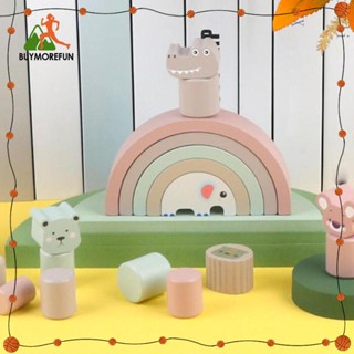 [Buymorefun] ของเล่นไม้ปริศนา Montessori Stacking สีรุ้ง ของเล่นเสริมการเรียนรู้ สําหรับเด็กวัยหัดเดิน