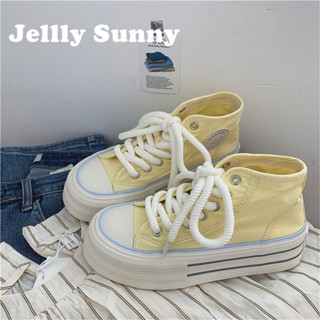  Jellly Sunny  รองเท้าผ้าใบผู้หญิง พื้นหนา ใส่สบาย สไตล์เกาหลี รองเท้าแฟชั่นผู้หญิง มีความนุ่มนวล 2023 ใหม่ FYD2390VV3 37Z230913