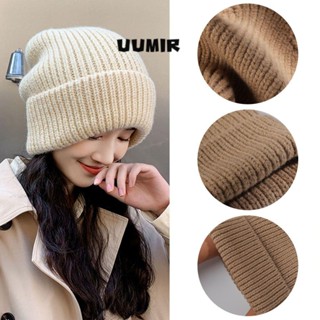 UUMIR หมวกบีนนี่ถัก สีพื้น น่ารัก สําหรับผู้หญิง / ผู้ชาย