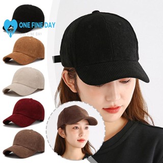 หมวกเบสบอล ผ้าลูกฟูก ผ้ากํามะหยี่ ลายทาง สไตล์เกาหลี ญี่ปุ่น X0D8
