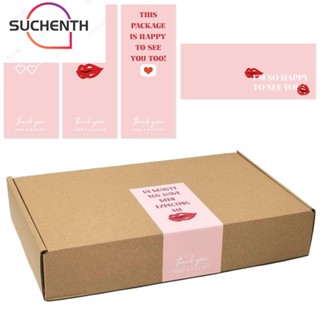 Suchenth สติกเกอร์ฉลาก Thank You ทรงสี่เหลี่ยมผืนผ้า สีชมพู 50 ชิ้น