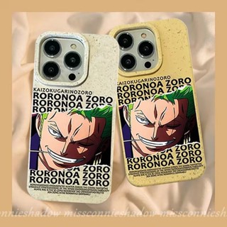 เคสโทรศัพท์มือถือ แบบนิ่ม ลายการ์ตูนวันพีช Roronoa Zoro ย่อยสลายได้ เป็นมิตรกับสิ่งแวดล้อม สําหรับ IPhone XR 7plus 14 15 11 13 12 Pro MAX 6 8 15 7 6S Plus X XS MAX SE 2020