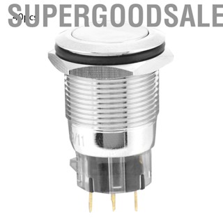 Supergoodsales 40pcs 19mm Metal  Momentary Push Button Switch Auto Reset Flat Head 3-Pin