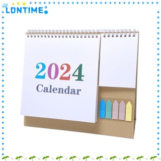 Lontime ปฏิทินตั้งโต๊ะ ปี 2024 พร้อมกระดาษโน้ต 5 สี คุณภาพสูง สําหรับสํานักงาน