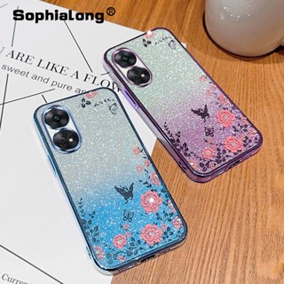 เคส OPPO Reno8 T Reno 8 T A58 A78 A17 A17K CPH2477 ชุบเงา นิ่ม ฝาหลัง ลายดอกไม้