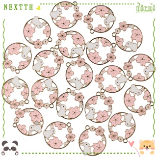 Nextth จี้รูปกระต่าย ทรงกลม ขนาด 25*27 มม. สีชมพู สําหรับทําสร้อยข้อมือ