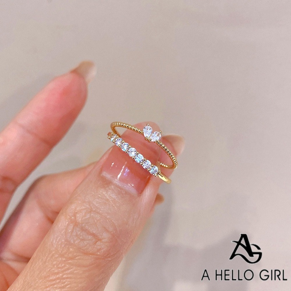 A HELLO GIRL แหวน ประดับเพทาย หรูหรา เข้ากับทุกการแต่งกาย สไตล์เกาหลี สําหรับผู้หญิง