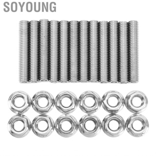 Soyoung Cylinder Head Bolt Kit  Heat Resistant 12 Pcs Tightly Fix Exhaust Manifold Header Stud for LSX LS1 LS2 LS3 LS6 LS7