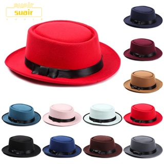 Suair Fedora หมวกปีกกว้าง ผ้าวูล สไตล์คาวบอย เหมาะกับใส่เต้นรํา ปาร์ตี้ แฟชั่นฤดูใบไม้ร่วง และฤดูหนาว สําหรับผู้หญิง และผู้ชาย