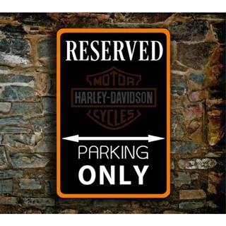 ป้ายโลหะ รูป Harley Davidson Parking Only สําหรับตกแต่งโรงรถ