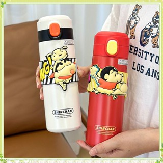 ✨✨youngtime Crayon Shin Shin ขวดเก็บความร้อนลายการ์ตูนน่ารัก 316 ถ้วยหุ้มฉนวนสแตนเลส 450 มล. ขวดน้ำพกพาความจุขนาดใหญ่ถ้วยสูญญากาศสำหรับเด็ก youngtime✨✨