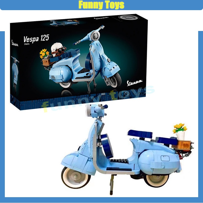 โมเดลรถจักรยานยนต์ Vespa 125 MOC 10298 Brick Expert Italian Classic Style Tech ของเล่นสําหรับเด็ก และผู้ใหญ่ (1100 ชิ้น)