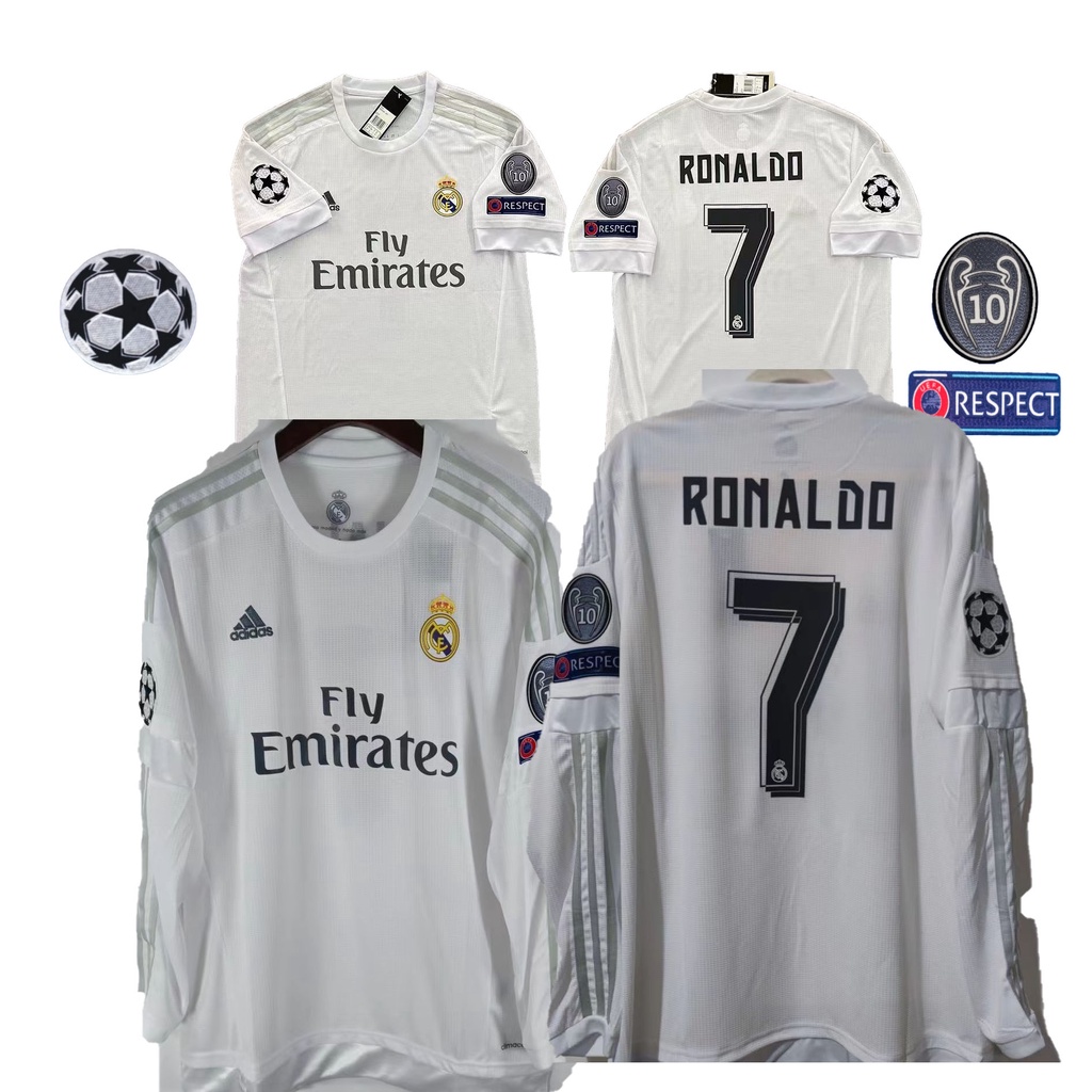 [Retro Issue] เสื้อกีฬาแขนสั้น ลายทีมฟุตบอล real madrid KAKA RONALDO 1516 ชุดเหย้า สําหรับผู้ชาย
