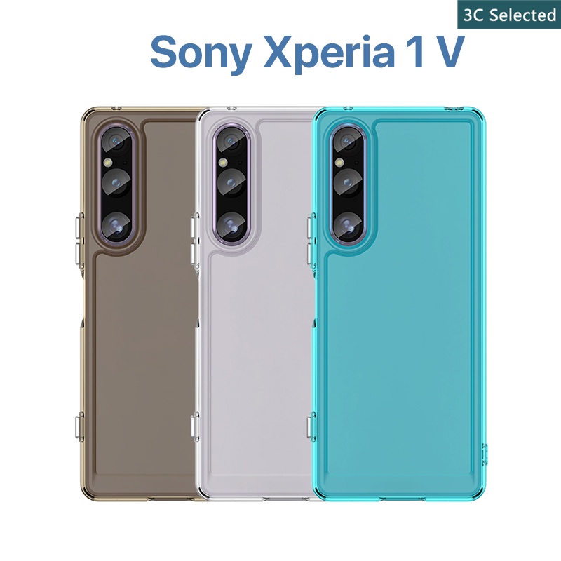 เคสใสมีสี Sony Xperia 1 V ถุงลมนิรภัยในตัวกันกระแทกปกป้องหน้าจอปกป้องกล้อง case Xperia1 v 1v 4g 5g candy TPU