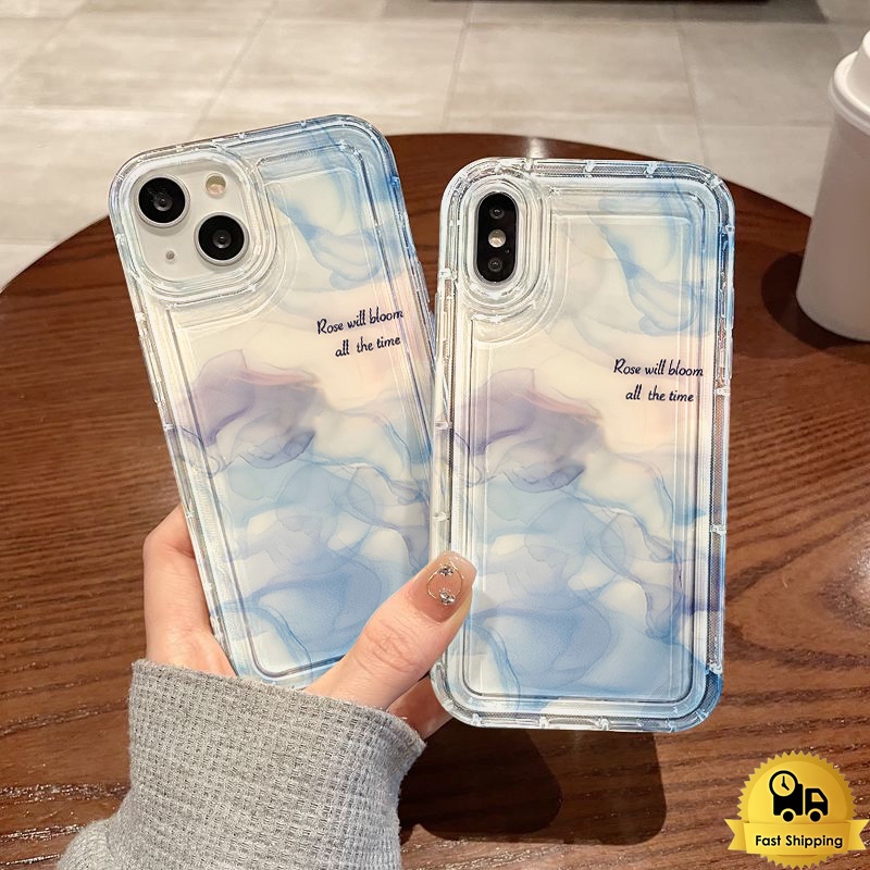 ชัดเจนป้องกันการตก เคสโทรศัพท์ For Realme 5 7i 8pro 9 10 C11 U1 C21Y C25S C55 Narzo 10 20A 50A ท้องฟ้าสีครามและเมฆสีขาว
