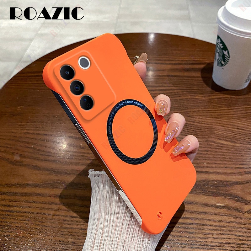 เคสโทรศัพท์มือถือ PC แข็ง ผิวด้าน บางมาก ไร้กรอบ สีส้ม หลากสี สําหรับ VIVO V27 V27e V25 V23 V23e X90 X80 X70 Pro 5G B01-1