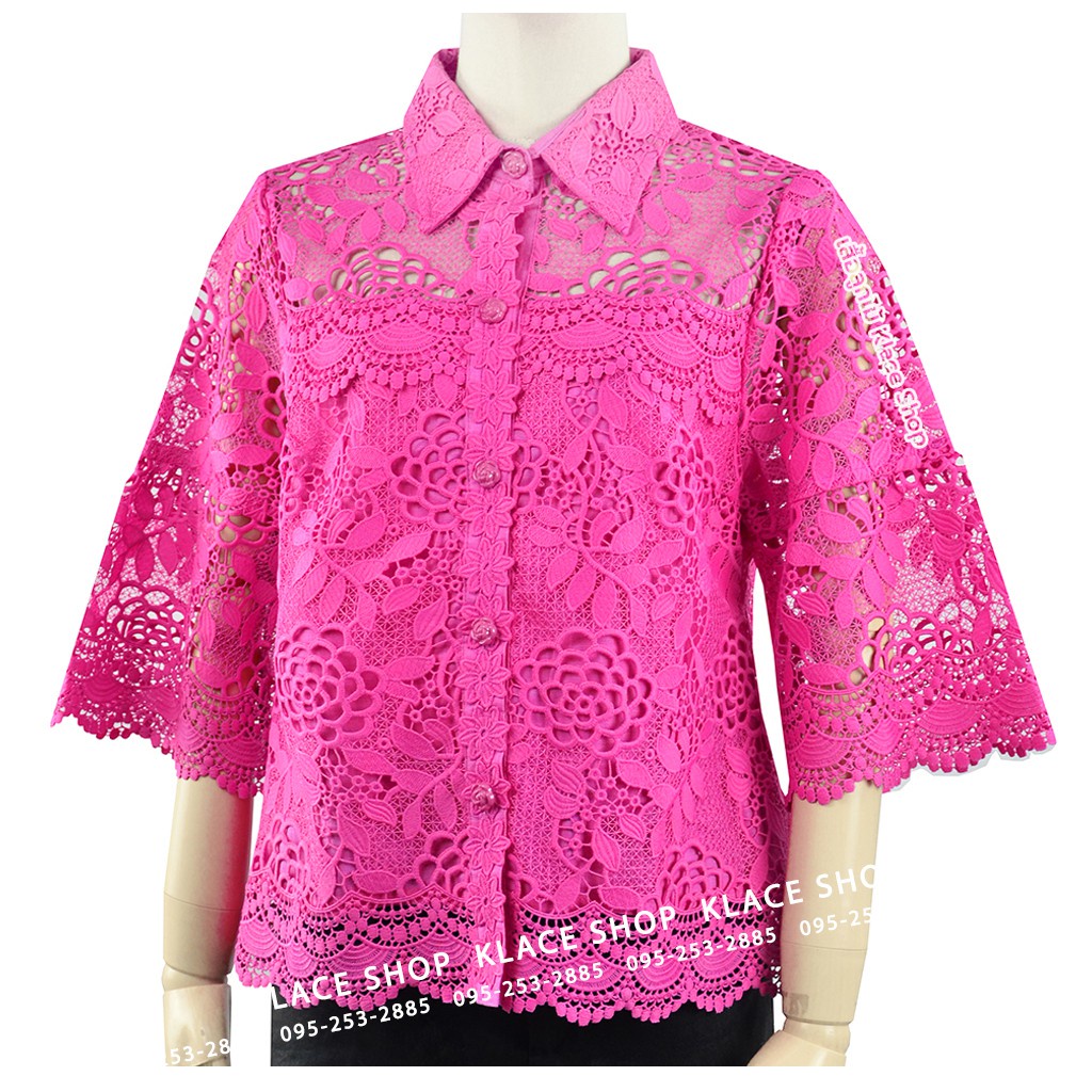 เสื้อลูกไม้ ลินิน 100% MIN808 เสื้อลูกไม้ไทย เสื้อผู้ใหญ่ เสื้อคนแก่ - KLACES