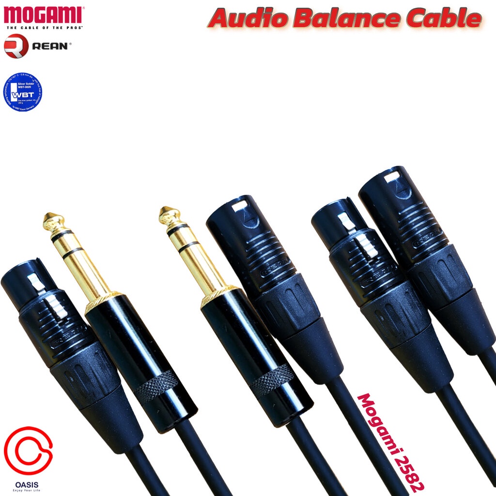 (1 เส้น) สายสัญญาณเสียง MOGAMI 2582 Audio Cable เข้าหัว Neutrik REAN XLR (ผู้ เมีย) และ 1/4TRS Micro