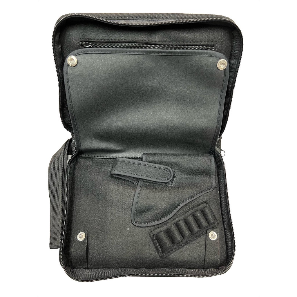 กระเป๋าใส่ลูกโม่ .38 ขนาด 2 นิ้ว สามารถใช้เป็นกระเป๋าเอกสารได้ (สีดำ)ขนาดกว้าง 6.5" ยาว 8.8" หนา 1.8"