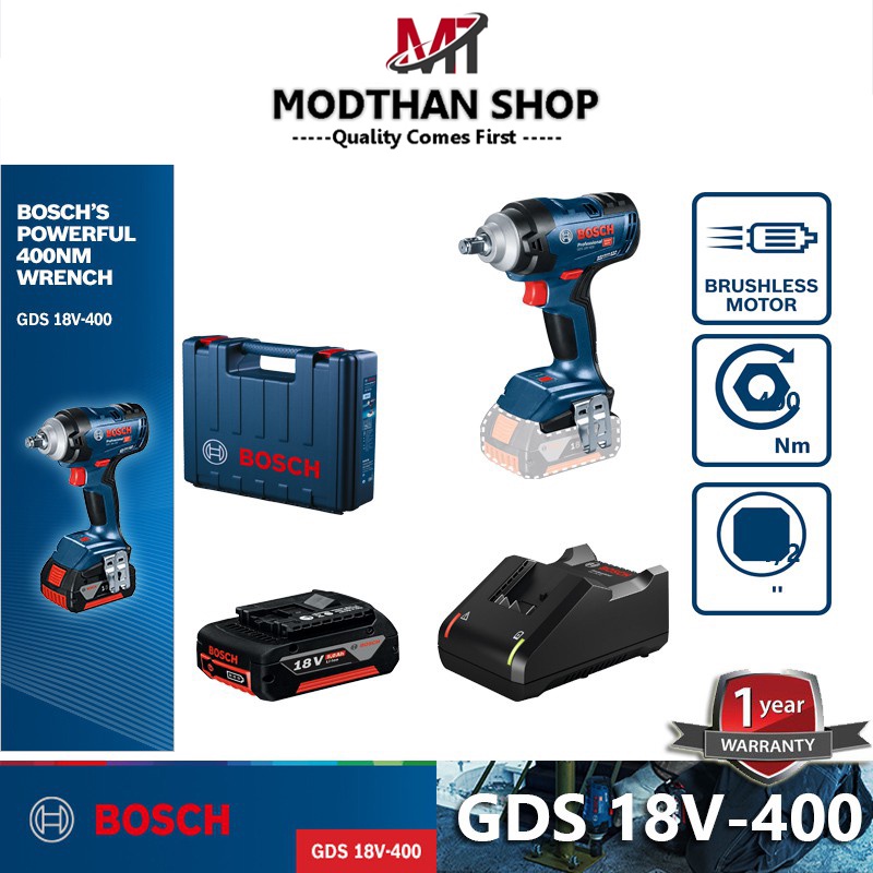 Bosch GDS 18V-400 บล็อกถอดน๊อตไร้สาย 18V - (GDS18V-400)