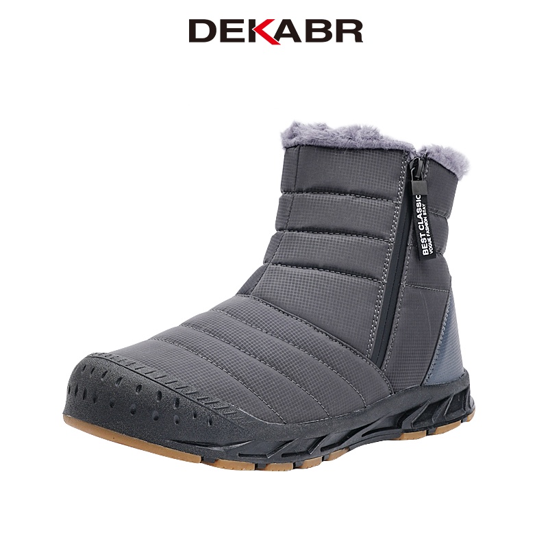 รองเท้าบูท ผ้าออกซ์ฟอร์ด แต่งขนเฟอร์ กันน้ํา กันลื่น แฮนด์เมด ให้ความอบอุ่น แฟชั่นฤดูหนาว สําหรับผู้ชาย