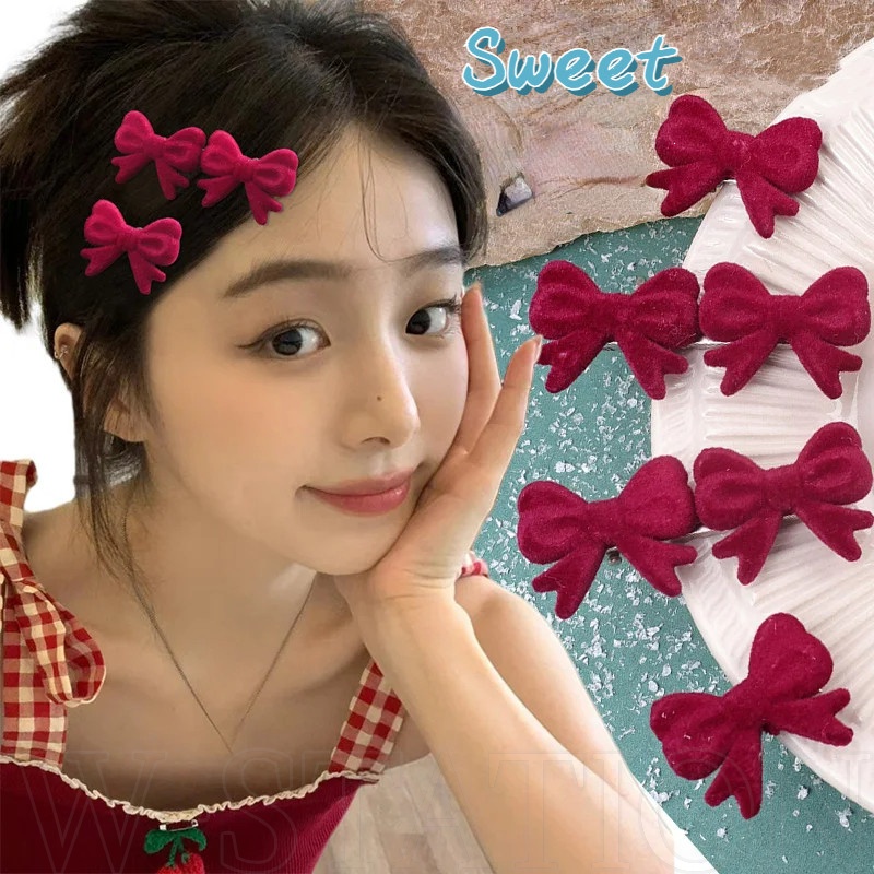 กิ๊บติดผม ผ้ากํามะหยี่ ประดับโบว์ และไข่มุก สีดํา สไตล์เกาหลี เรโทร สําหรับผู้หญิง