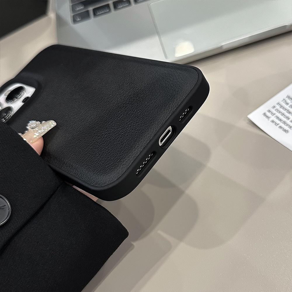 เคสโทรศัพท์มือถือหนังนิ่ม สีดํา สําหรับ IPhone 15 15pro Max 13 Mini 14 14pro 14max 12 11 Pro Max IX XR SE2 Plus - รูปที่ 3