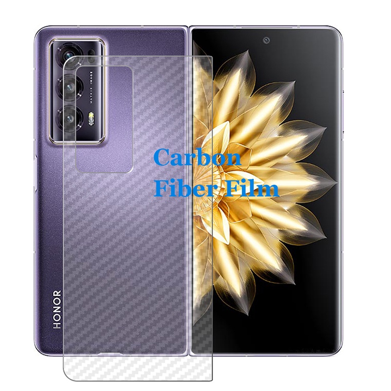 สําหรับ Honor Magic V3 Vs3 V2 Vs2 Vs V 3D คาร์บอนไฟเบอร์โปร่งใสด้านหลังฟิล์ม Stiker ป้องกันหน้าจอ (ไ
