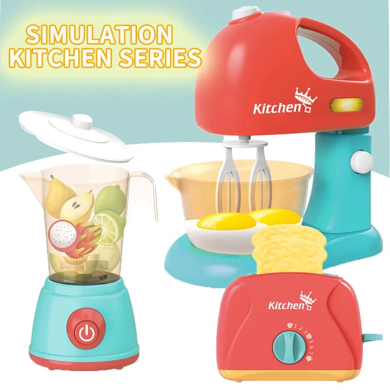 Children's Mini Kitchen Play House Toy Simulation Fruit Juicer Mixer Barbecue Home Appliances  Blender Boys and Girls Gi