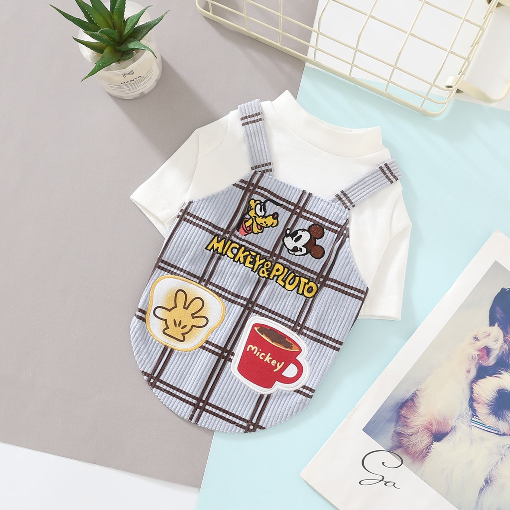 เสื้อผ้าสัตว์เลี้ยงสุนัขแมวเสื้อปักลายสก๊อตลายการ์ตูนน่ารัก LLL-FS-SS - รูปที่ 3