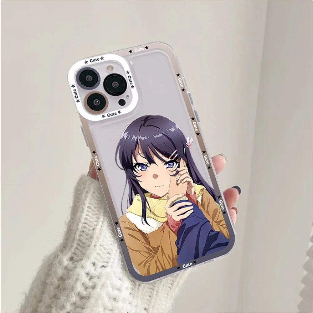 Mai Sakurajima Aobuta Manga อะนิเมะขอบสี่เหลี่ยมเคส iphone 8plus/x/xs/11/12/pro/max/plus/promax