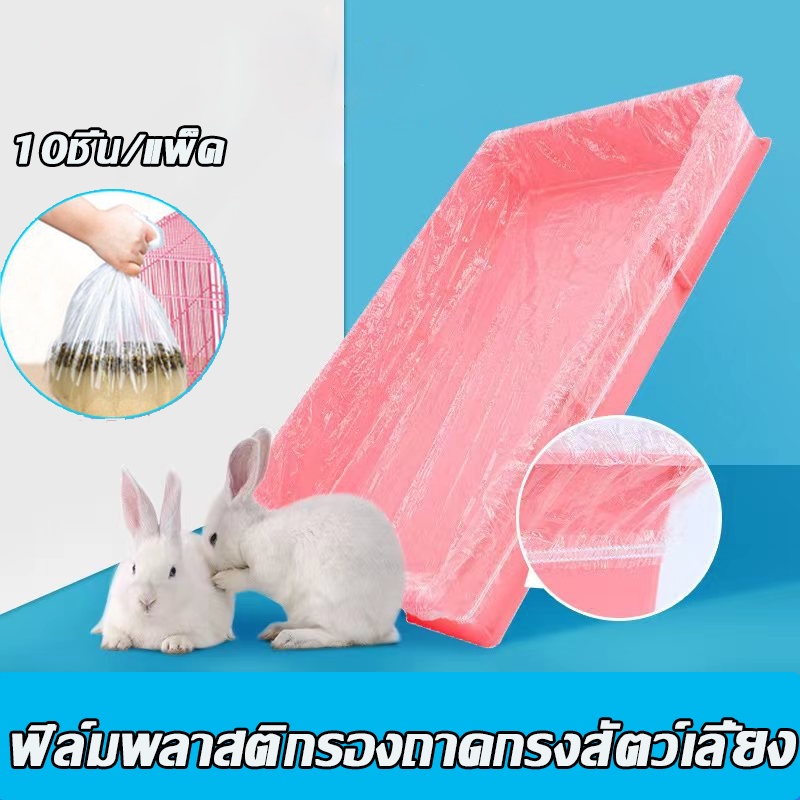 พร้อมส่ง ฟิล์มพลาสติกรองถาดกรงสัตว์เลี้ยง กระต่าย หนูตะเภา รองกรงสัตว์เลี้ยง อุปกรณ์ห้องน้ำ 10ชิ้น/แพ็ค ทนทาน