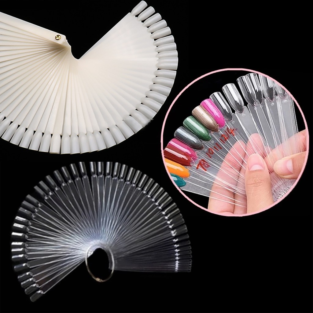 ชาร์ตโชว์สีเล็บ ชาร์ตห่วง ชาร์ตทรงใบพัด 1แพ็ค/50ก้าน แบบใส แบบขาว