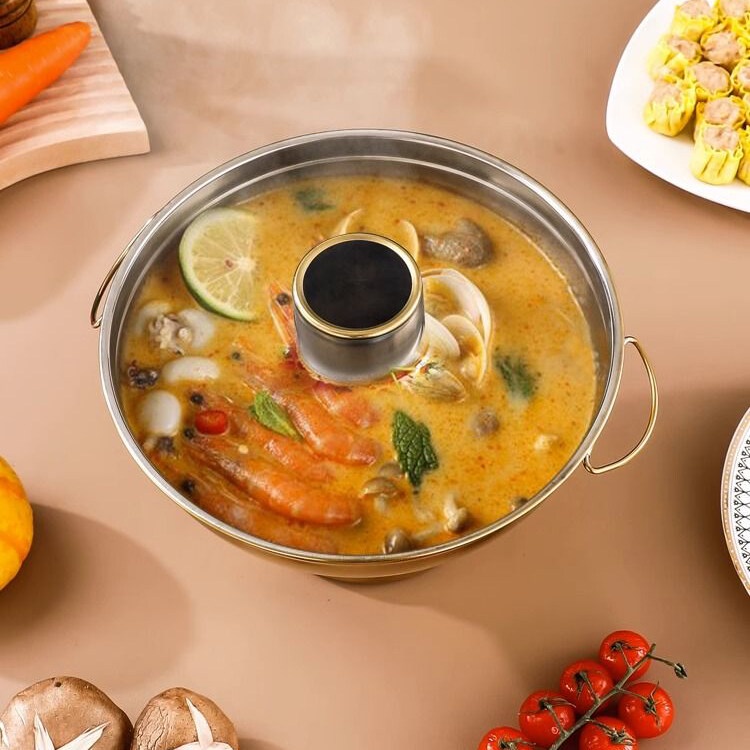 Utensils หม้อไฟ 20ซม สแตนเลส มีปล่อง ต้มยำ สแตนเลส หม้อใส่ต้ม หม้อใส่แกง - รูปที่ 5