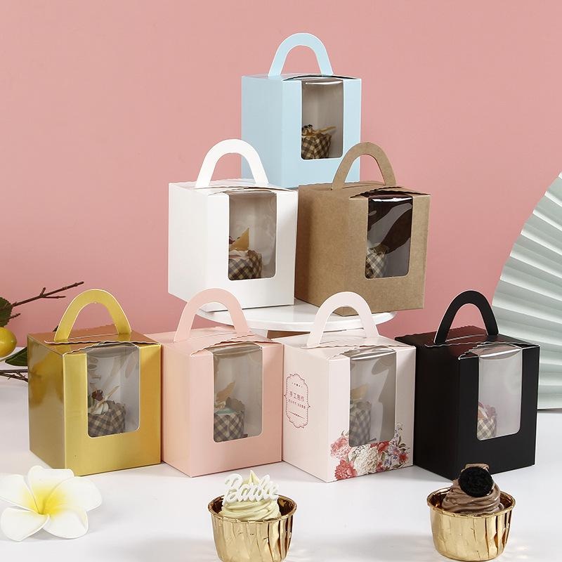 (HOCANPARTY) PLAIN CUP CAKE BOX WINDOW BOX CUPCAKE CAKE BOX MUFFIN PLUS TRAY
