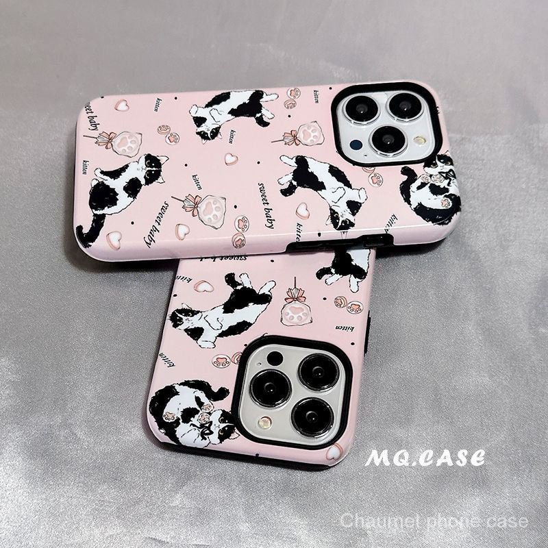 เคสโทรศัพท์มือถือ ลายแมว สไตล์เกาหลี สําหรับ Iphone 15Promax Apple 14 13 2 in 1 12