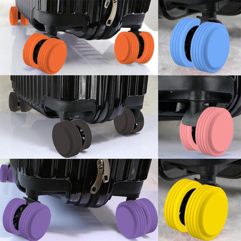 8ชิ้น/เซ็ตกระเป๋าเดินทางล้อป้องกันปก,กันลื่นลดเสียงรบกวนกระเป๋าเดินทางล้อแหวนป้องกัน,แบบพกพาการดูดซึมช็อกซิลิโคนลดล้อสวมใส่กระเป๋าล้อรองเท้าเดินทา