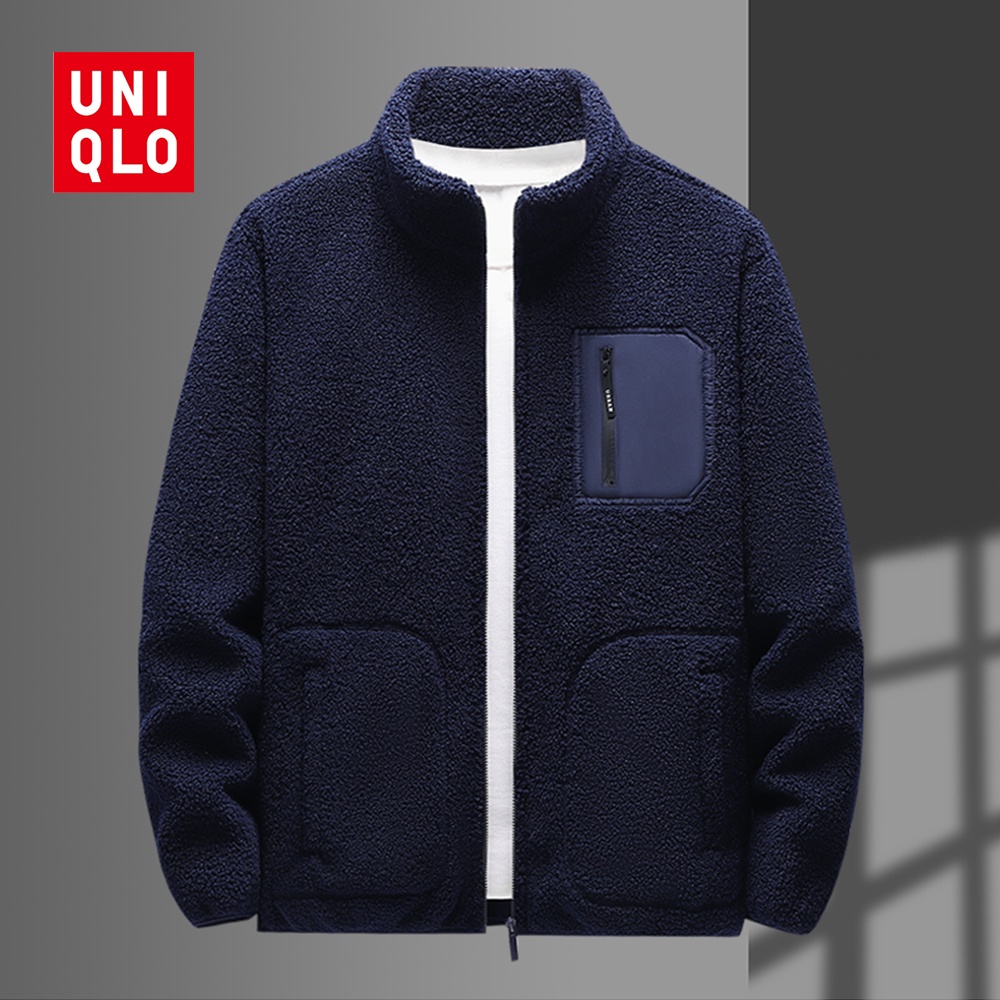 UNIQLO เสื้อแจ็กเก็ต ผ้าฟลีซ แบบหนา ทรงหลวม ให้ความอบอุ่น แฟชั่นฤดูหนาว สําหรับผู้ชาย ไซซ์ M - 5XL