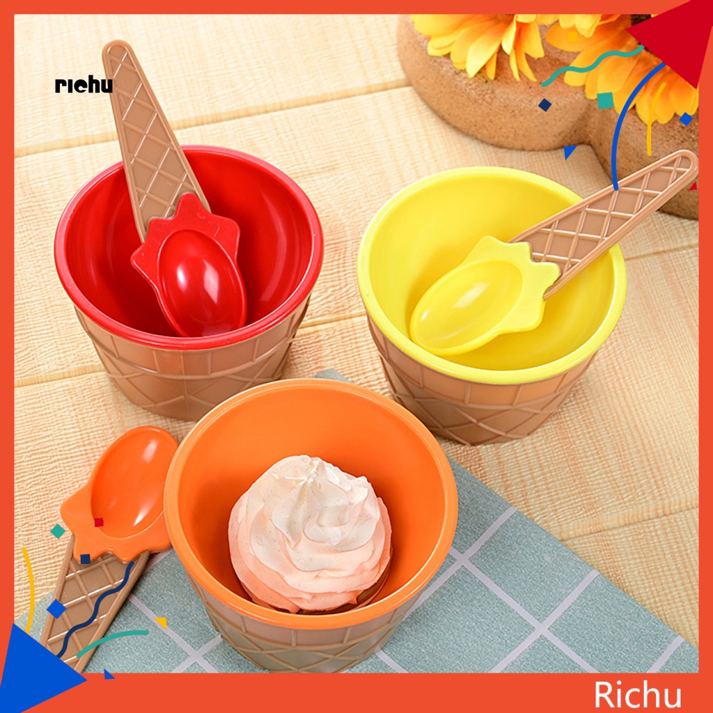 Richu* ช้อนไอศกรีม รูปน่ารัก เกรดอาหาร ไม่ติดผิว ด้ามจับกันลื่น ของใช้บนโต๊ะอาหาร หลากสี โฮมเมด ถ้วยไอศกรีม เค้ก ขนมหวาน ช้อน อุปกรณ์ครัว
