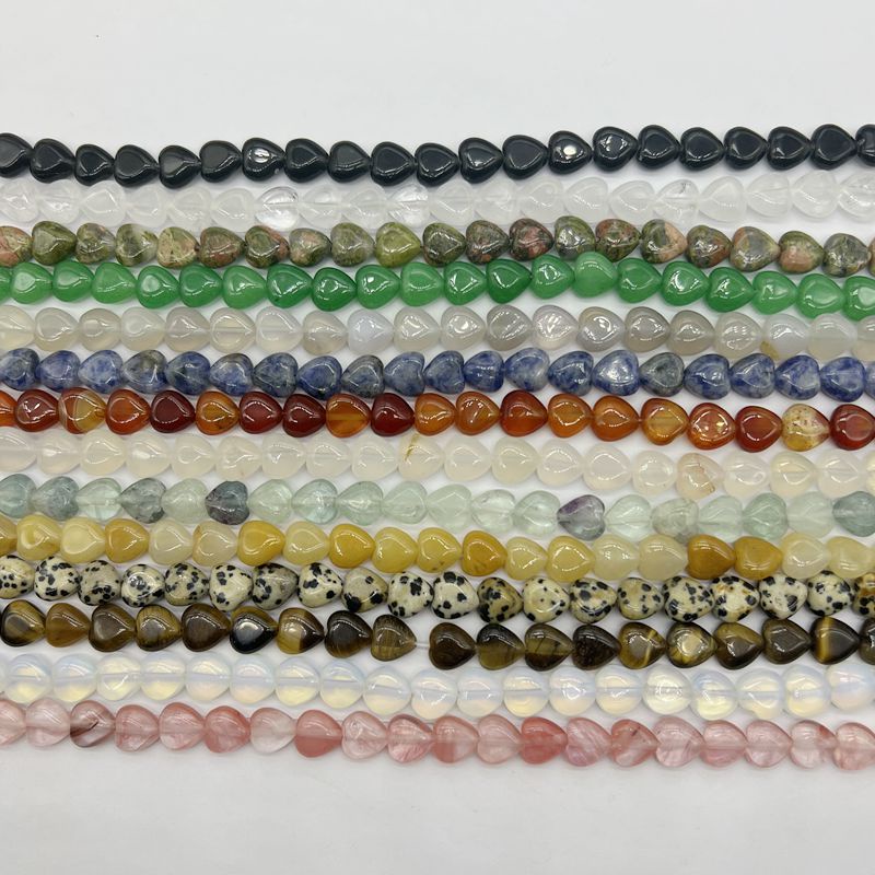Agates ควอตซ์ Jasper หินรูปหัวใจลูกปัดคริสตัล String ลูกปัดสําหรับเครื่องประดับทํา DIY อุปกรณ์เสริม 10 มม.