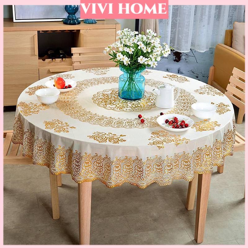 ผ้าปูโต๊ะพลาสติก PVC กันน้ํามัน ทรงกลม แบบหนา สไตล์ยุโรป สําหรับบ้าน โรงแรม