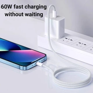 สายชาร์จ 60W Type C To C สายชาร์จเร็ว ชาร์จเร็ว สายชาร์จไนล่อนถัก Dual USB-C กำลังชาร์จ Fast Charger 1/1.5/2 เมตร