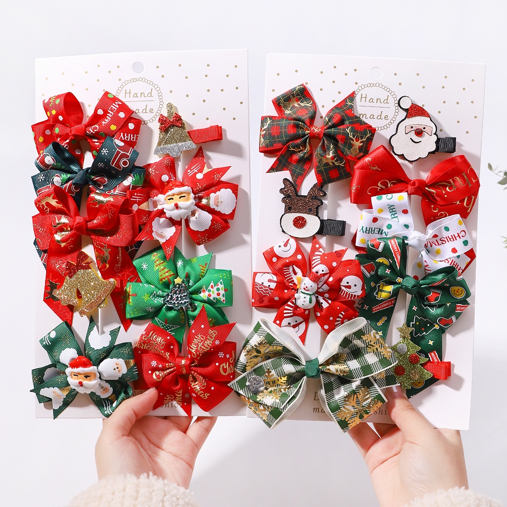 1 PC คริสต์มาสประกาย Reindeer Antler ผมโบว์คลิปสําหรับสาว Santa Claus Barrettes เทศกาลวันหยุด Headwear Party ของขวัญ