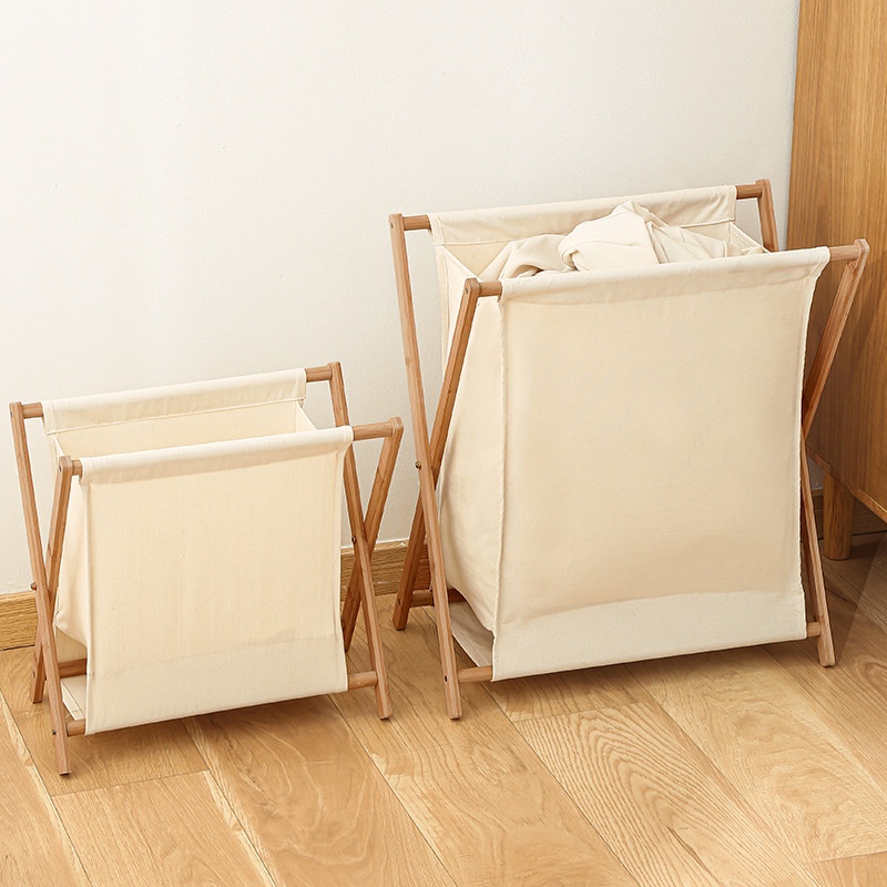HomeB ตะกร้าไม้ไผ่ สำหรับใส่เสื้อผ้าสกปรก ตะกร้าผ้า แบบพับเก็บได้ สไตล์มินิมอล ตกแต่งบ้านและห้องนอนให้ดูสวยหรู