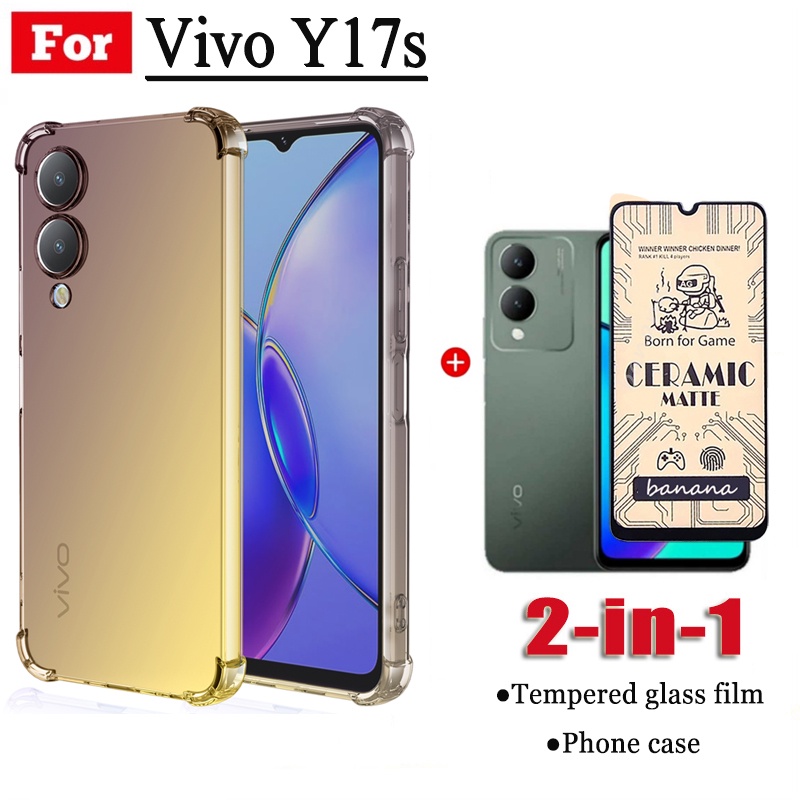 2 in 1 Vivo Y17s เคสโทรศัพท์ กันตกสี่มุม สําหรับ Vivo Y17 S Y1 7S ฟิล์มฝ้าเซรามิค