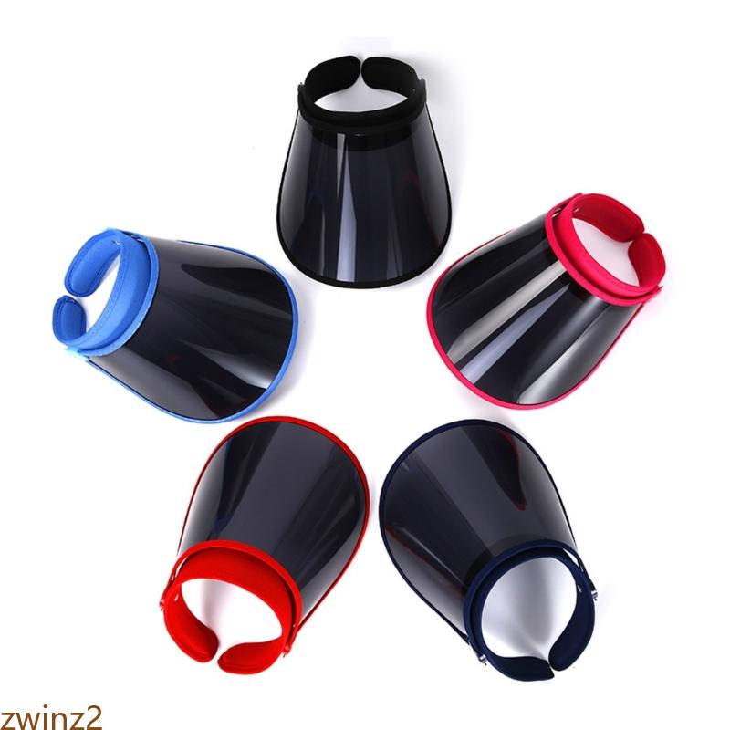 Zwinz2 หมวกปีกกว้าง PVC ใส ปรับได้ สีดํา เหมาะกับฤดูร้อน สําหรับครอบครัว เพื่อน ทุกเพศ