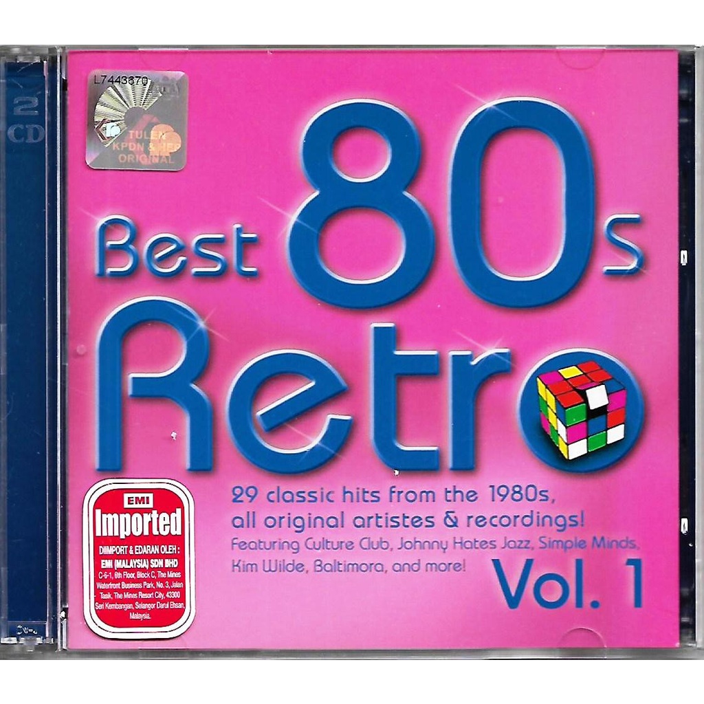 ที่ดีที่สุด 80s Retro Vol.1 Classic Hits 2CD ศิลปินบันทึกวัฒนธรรม Club Johnny Hates Jazz Simple Mind