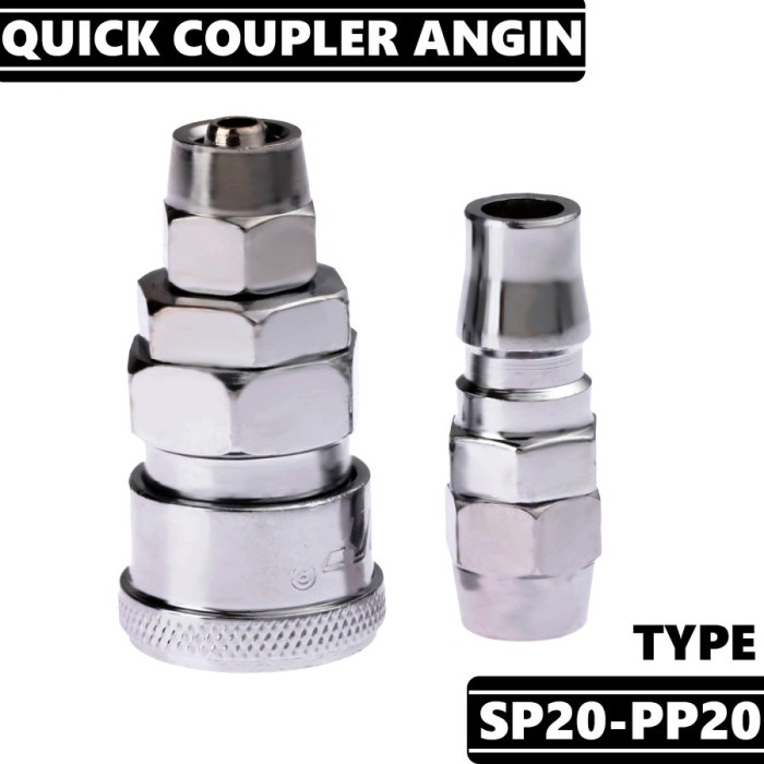 Quick Coupler SP20 + PP20 การเชื่อมต่อท่อคอมเพรสเซอร์หดตัว Cuk Coupler
